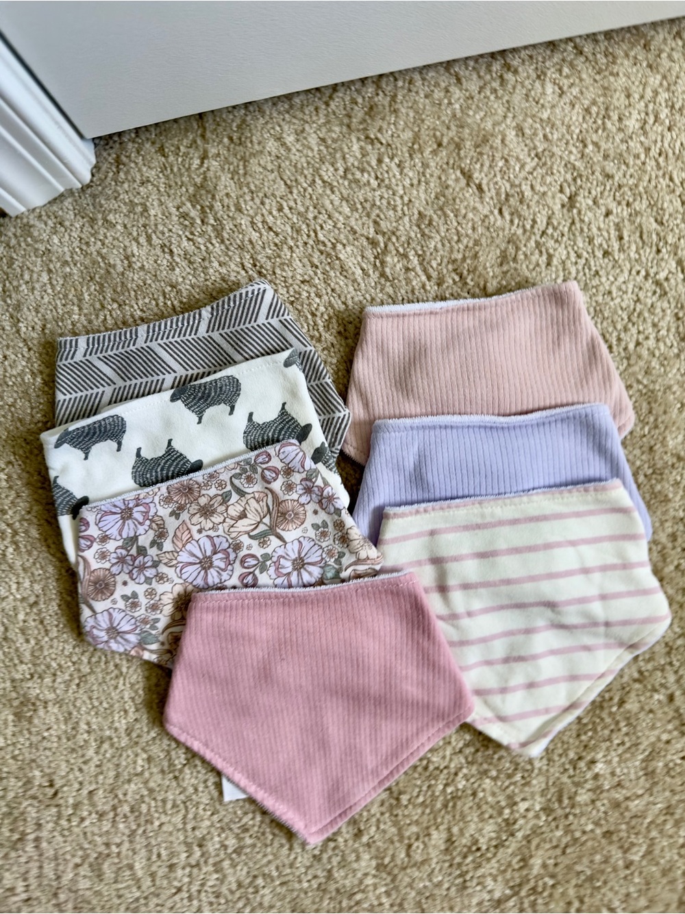 Pastel Baby Bandana Bib Set - Pink & Lavender Floral